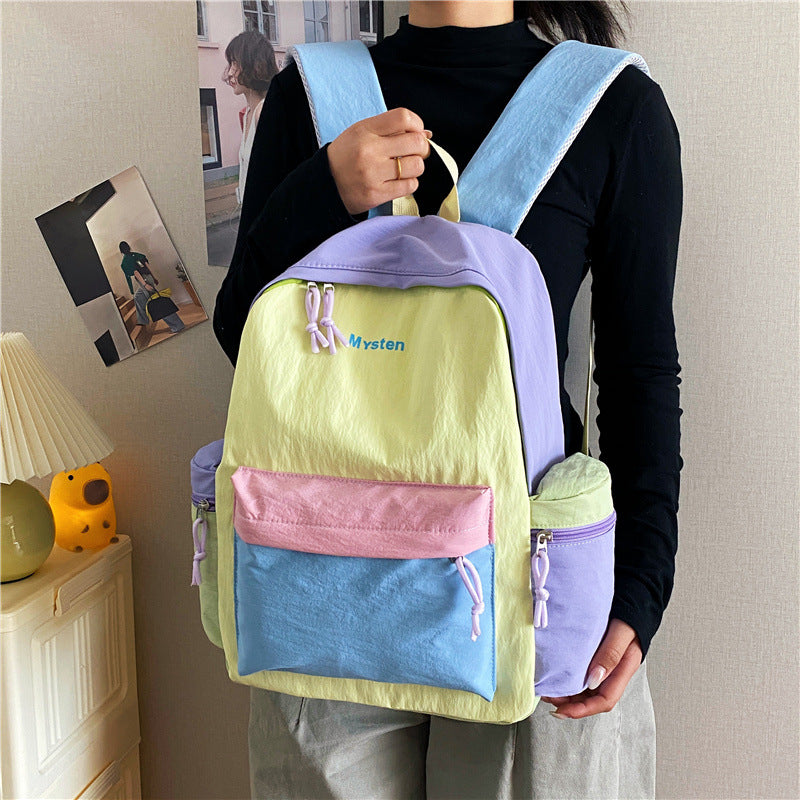 Contrast Color Stitching Backpack for Students and Travel