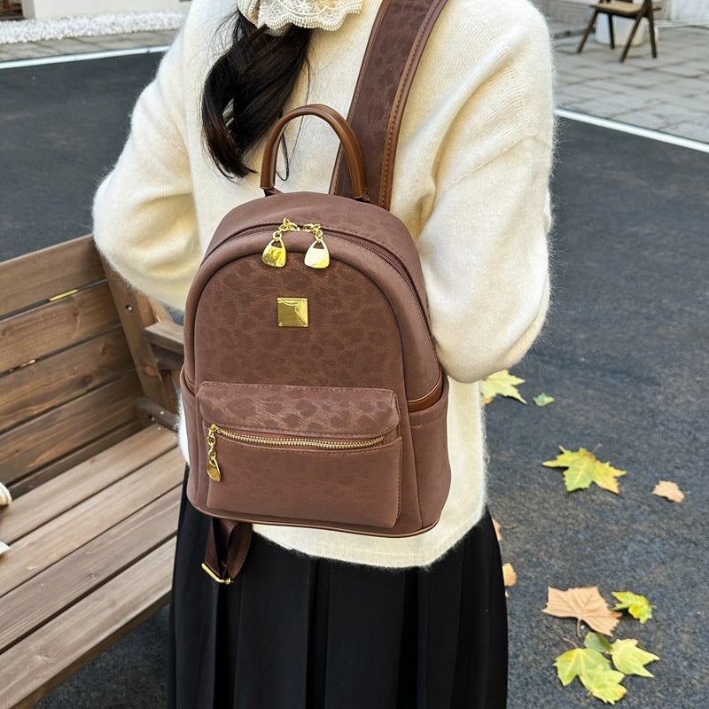 Cute Light Luxury Small Backpack for Women Retro Commuter School Bag