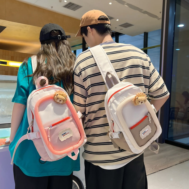 Color Block Chest Bag for Women Japanese Style Crossbody Backpack