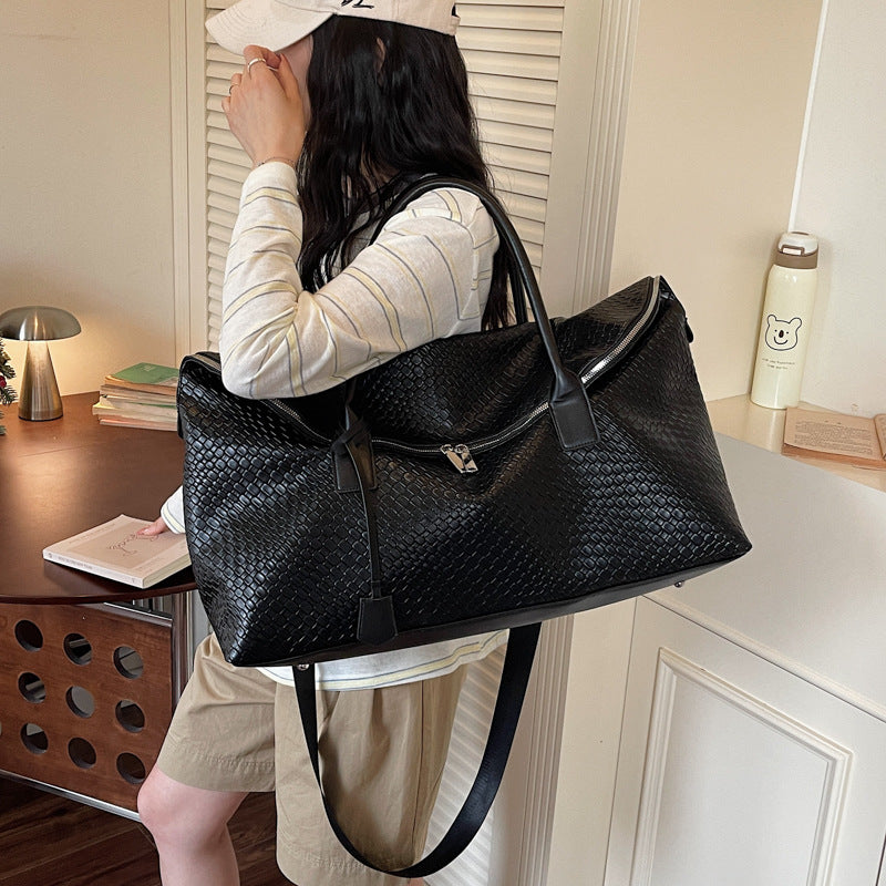 Woven Pattern Travel Bag for Women Large Capacity Fitness Yoga Luggage Bag