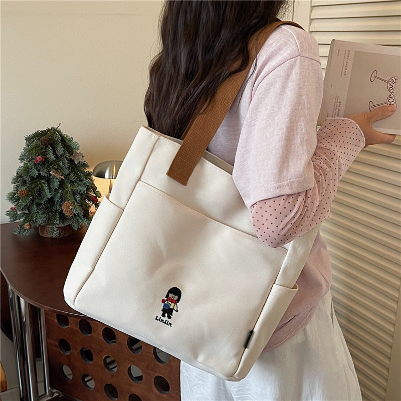 Women's Universal Cartoon Canvas Lightweight Large-Capacity Tote Bag