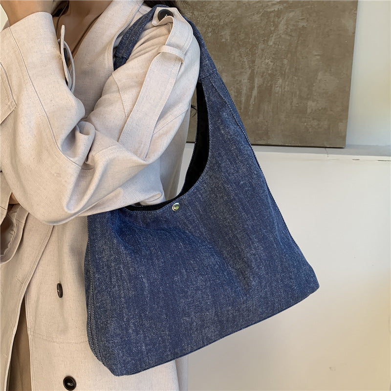 Denim High End Feel Commuter Shoulder Tote Bag