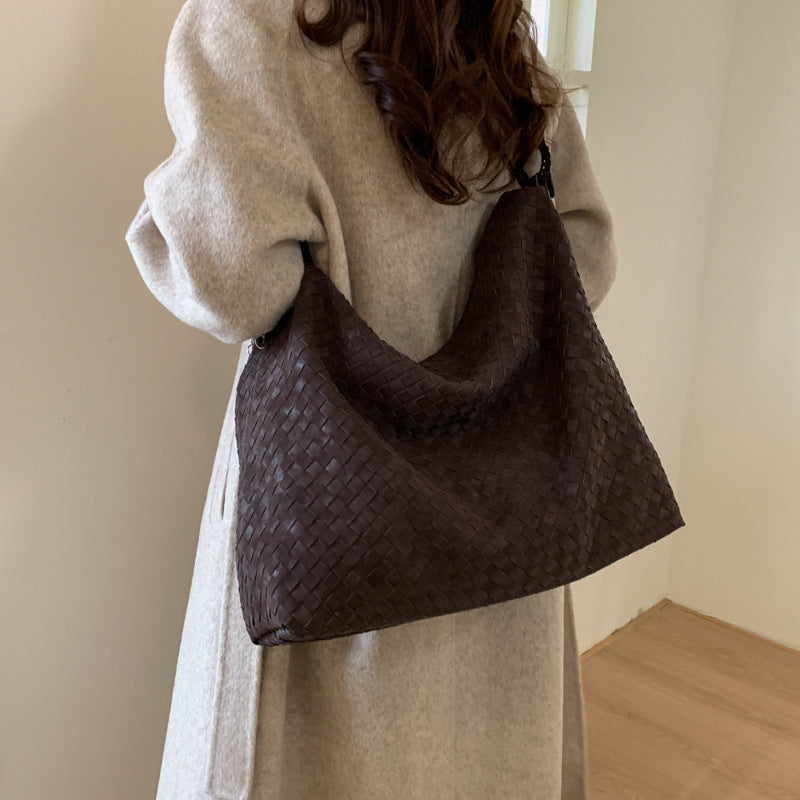Casual Retro Woven Large Capacity Underarm Tote Bag