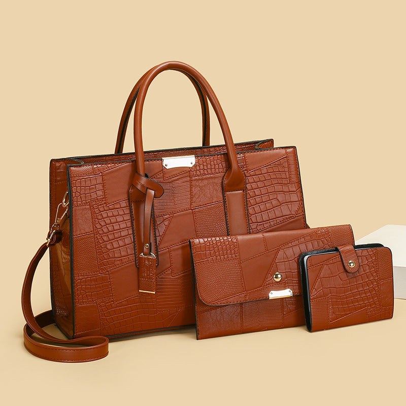 Cross-Border Embossed Three-Piece Shoulder Bag Set