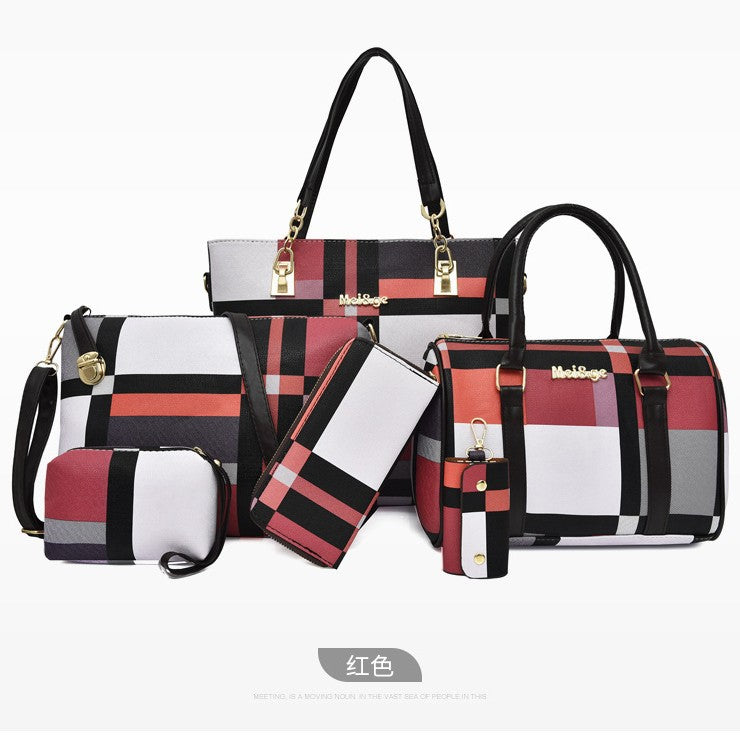 Cross-Border Plaid Six-Piece Mother-In-Law Bag Set