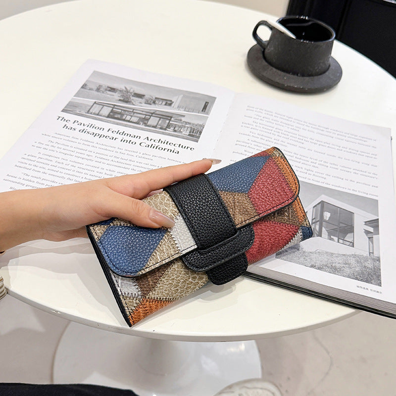 Colorful Quilted Patchwork Women's Wallet for Daily Commuting