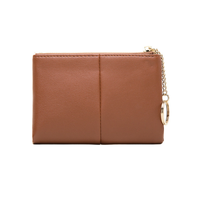 Double Zipper PU Leather Coin Purse with Card Holder Storage