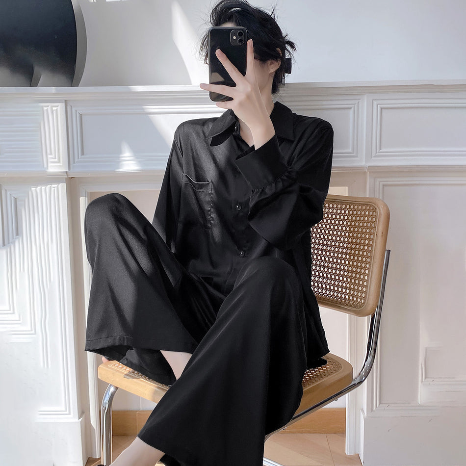 Women’s Ice Silk Sun Protection Loungewear Set Long Sleeve