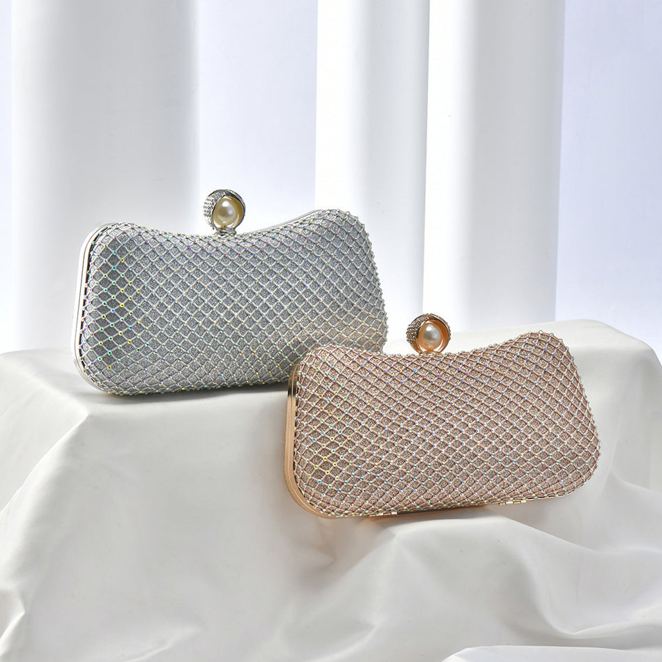 Diamond Pearl Pillow Shoulder Crossbody Evening Bag