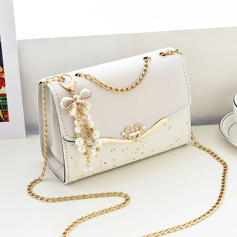 Bright Leather Chain Small Square Shoulder Crossbody Bag