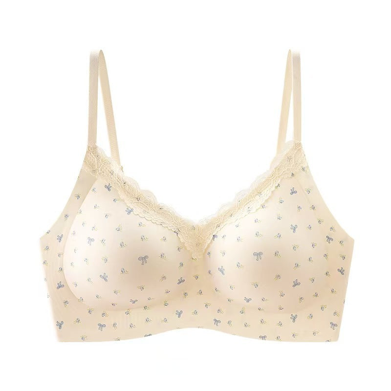 Women’s Floral Lace Seamless Push-Up Bra Wireless Support