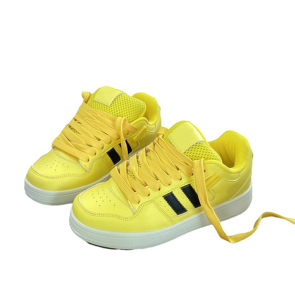 Women’s Chunky Yellow Mesh Sneakers Fall 2026 Casual Skate Shoes