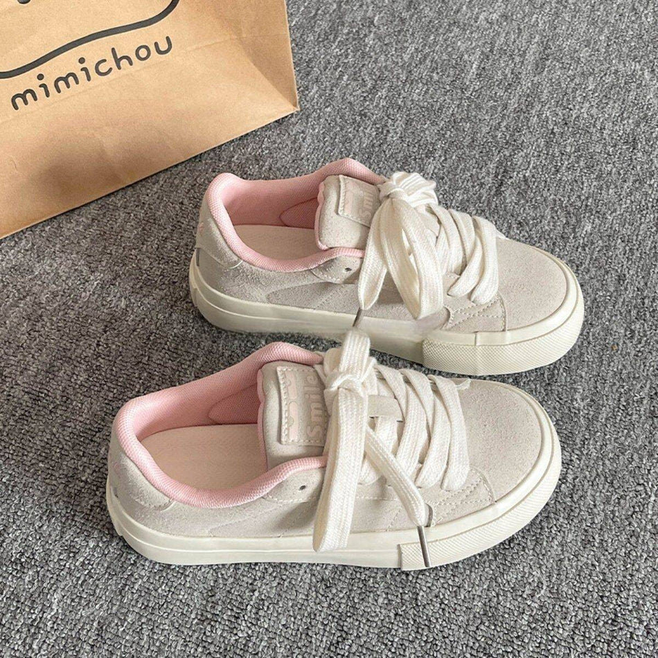 Women’s White Soft Sole Sneakers Thick Sole Casual Bread Shoes