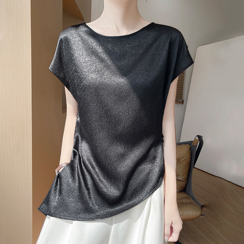 Women’s Round Neck Short Sleeve Elegant Pullover T-Shirt