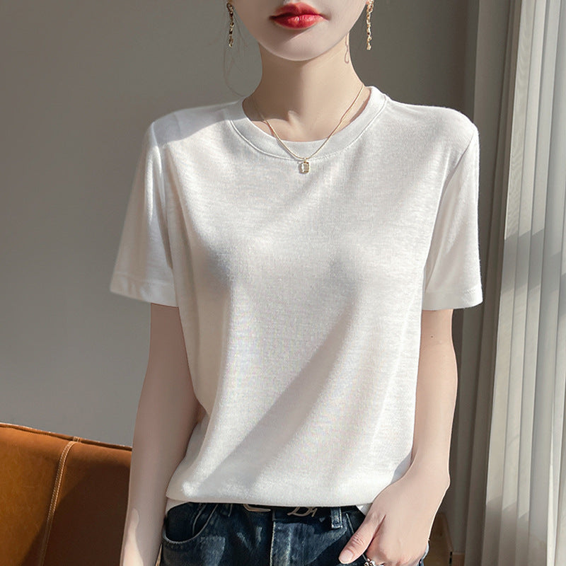 Women’s Lyocell Round Neck Loose Fit Short Sleeve T-Shirt