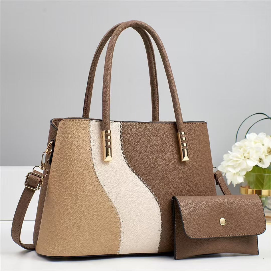 Contrasting Color Large Capacity Women Shoulder Crossbody Bag