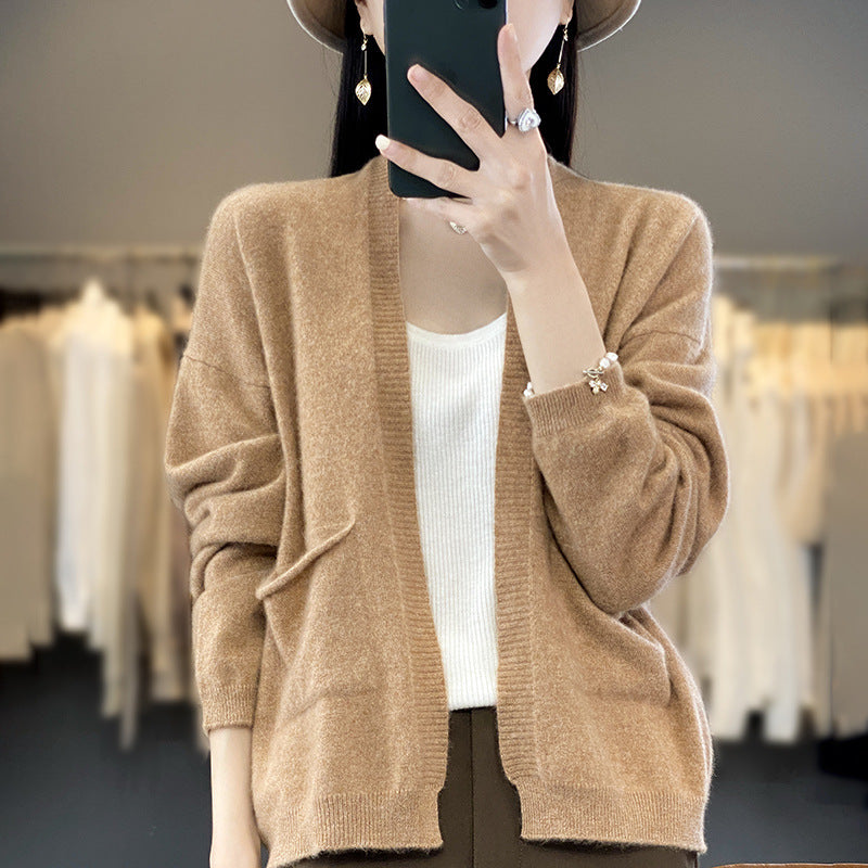 Women's Warm Knit Shawl Cardigan Casual Short Jacket