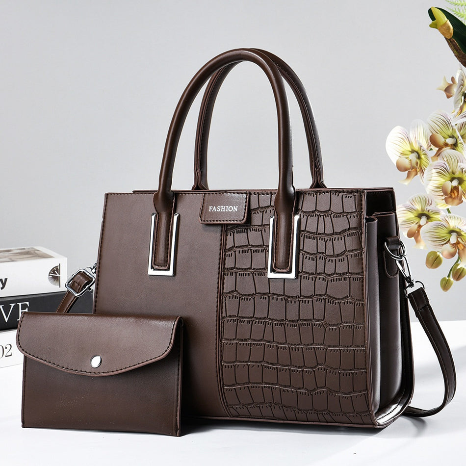 Crocodile Texture Large Capacity Women Messenger Shoulder Bag