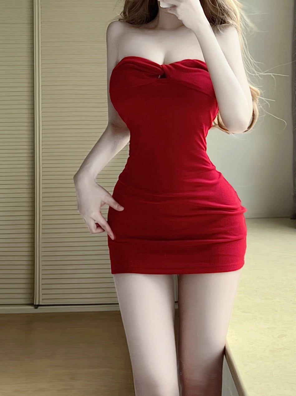 Women's Strapless Bodycon Mini Dress with Cutout Detail