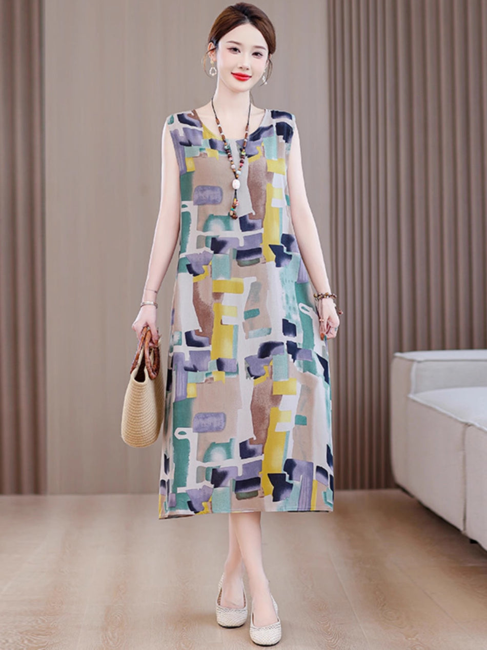 Cotton Silk Sleeveless Lounge Dress Women Lightweight Summer Sleepwear