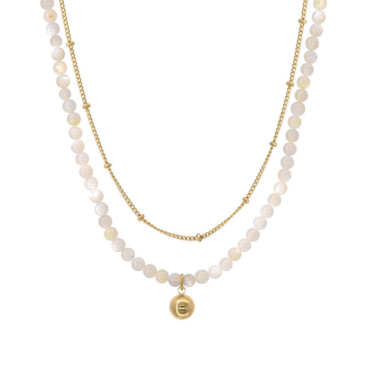 Double Layer Shell Bead Necklace for Women Clavicle Chain