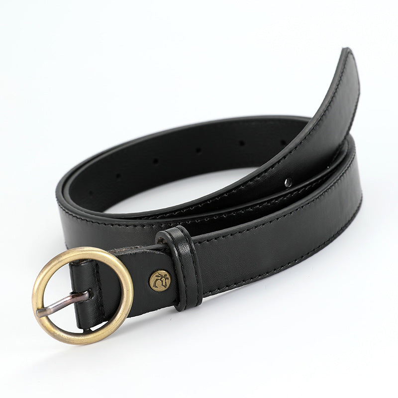 Women's Vintage Black Korean Style Belt for Jeans & Casual Wear