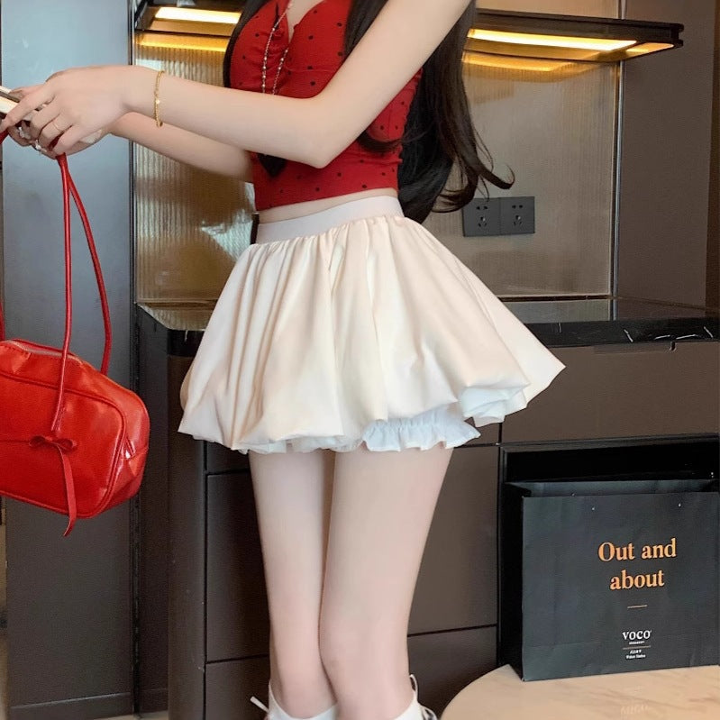 Ballet Style High Waist Pleated Puff Skirt