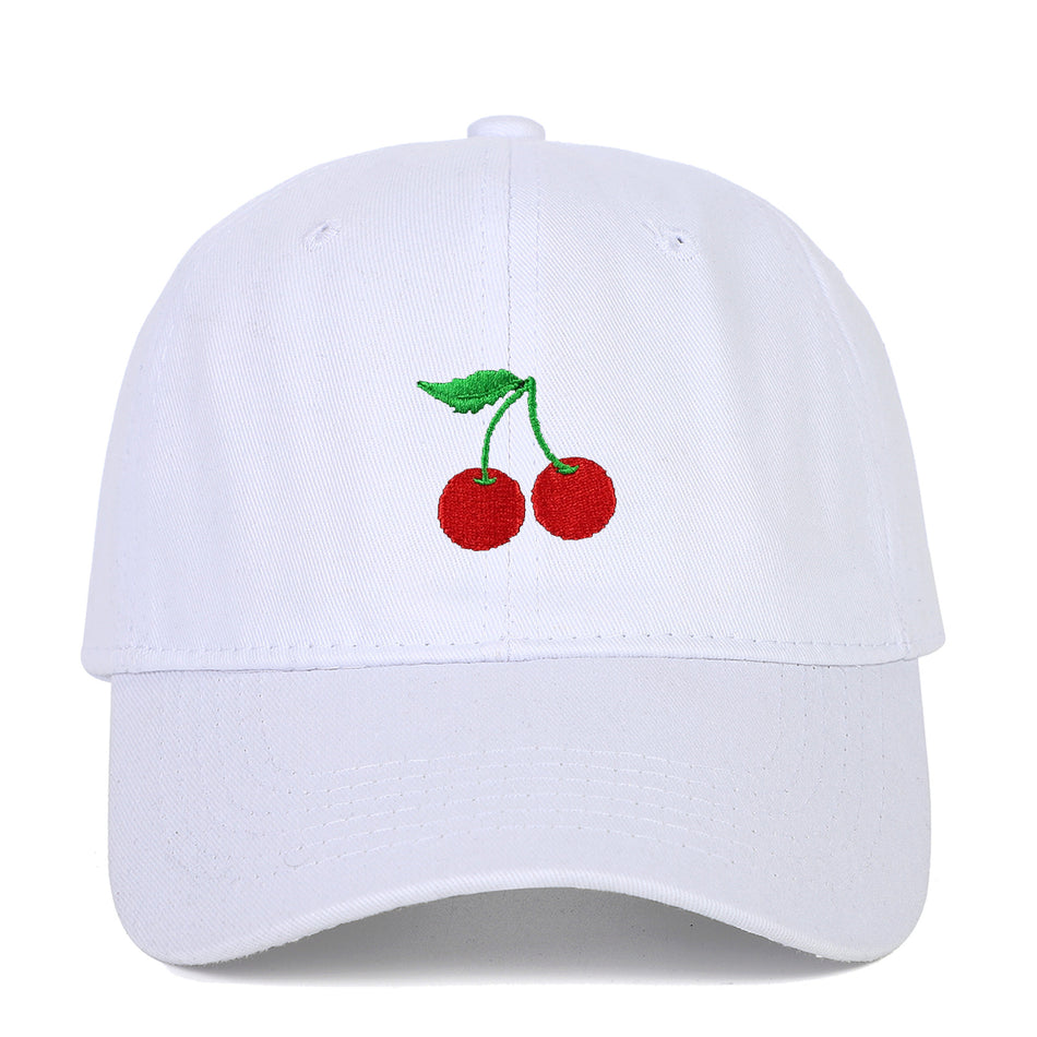 Cotton Cherry Embroidered Baseball Cap with Adjustable Fit