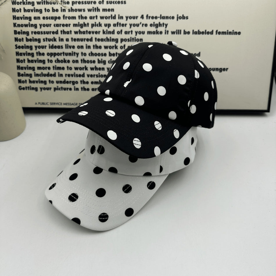 Cotton Polka Dot Baseball Cap with Adjustable Curved Brim
