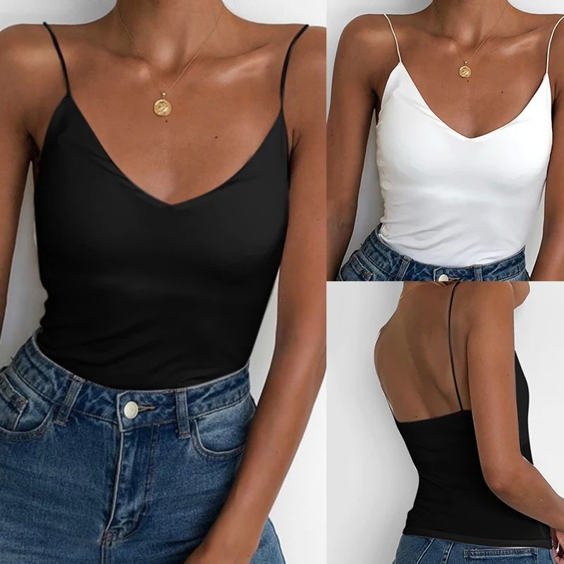 Women's V-Neck Backless Sleeveless Camisole Tank Top