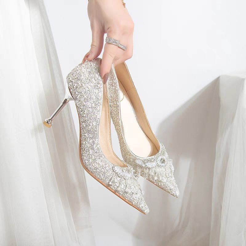 Crystal Stiletto Wedding Heels with Elegant Bridal Design