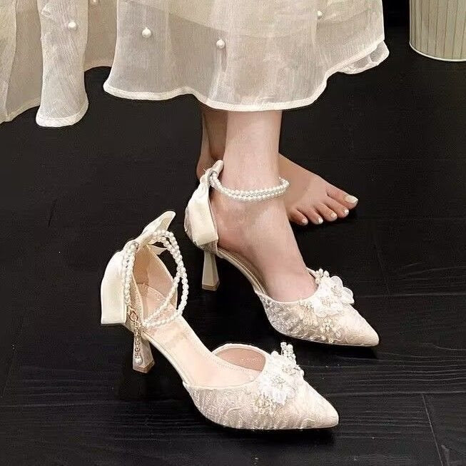 Chinese Style Mary Jane High Heel Sandals with Closed Toe