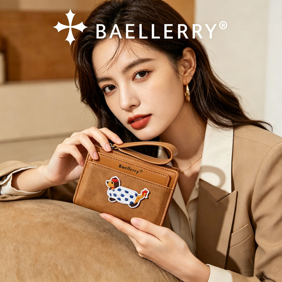 Cute Puppy Cartoon Wallet with Zipper Coin Purse