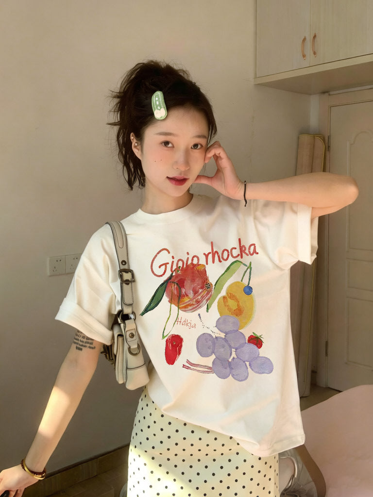 Plus Size Cotton Graphic T-Shirt with Relaxed Oversized Fit