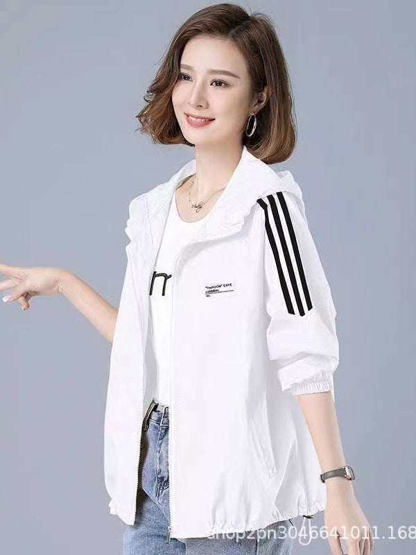 Women's Zebra Pattern UV Protection Lightweight Windbreaker Jacket