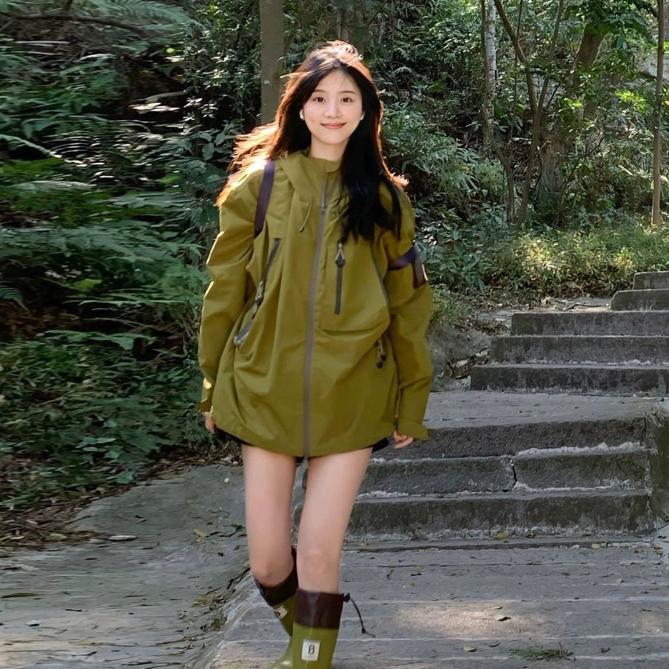 Women's Vintage Hooded Long Jacket Outdoor Casual Coat