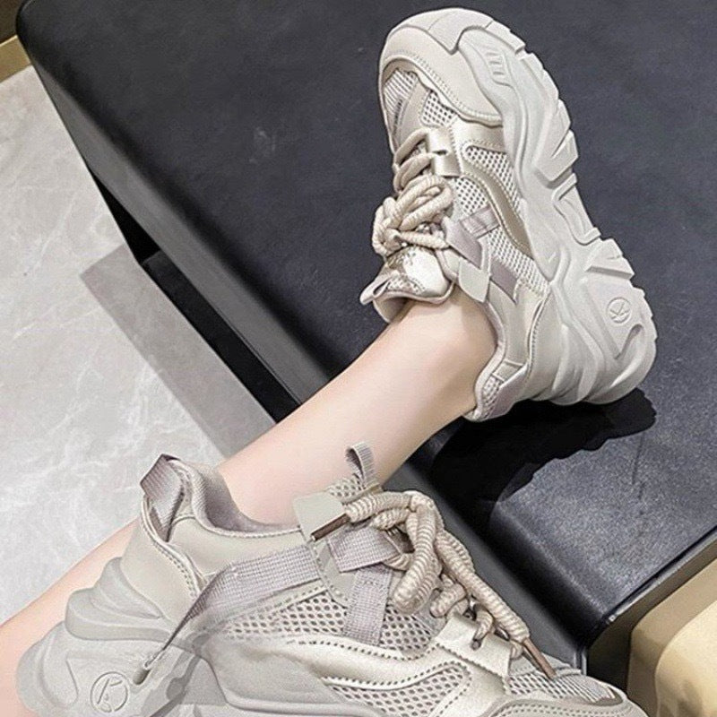 Women's Breathable Mesh Platform Sneakers with Lightweight Comfort