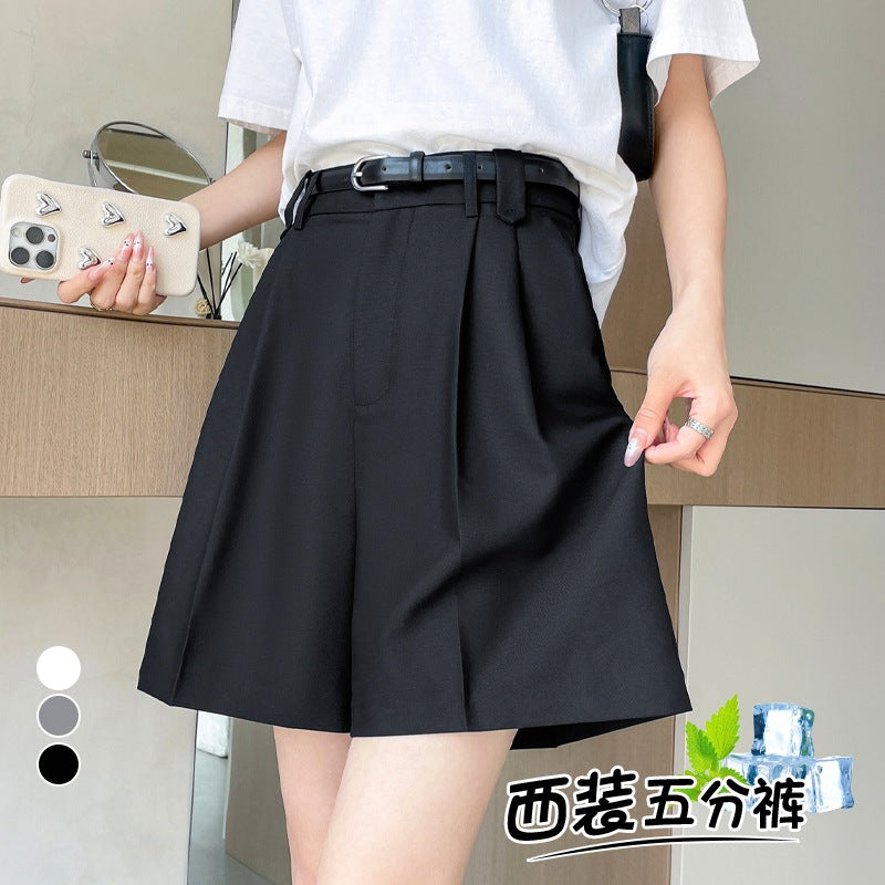Women's High-Waist Ice Silk Wide-Leg Bermuda Shorts