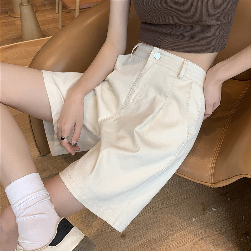 Women's High-Waist Wide-Leg Casual Bermuda Shorts