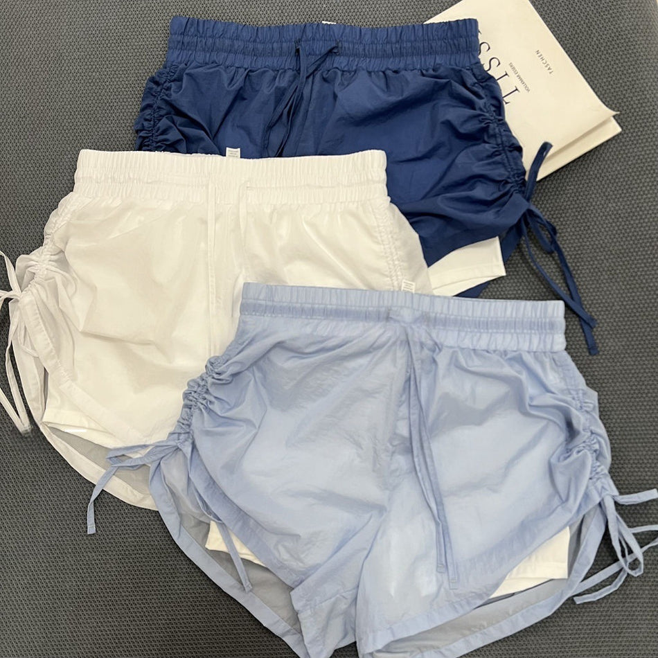 Women's Contrast Trim Double-Layer Sports Shorts