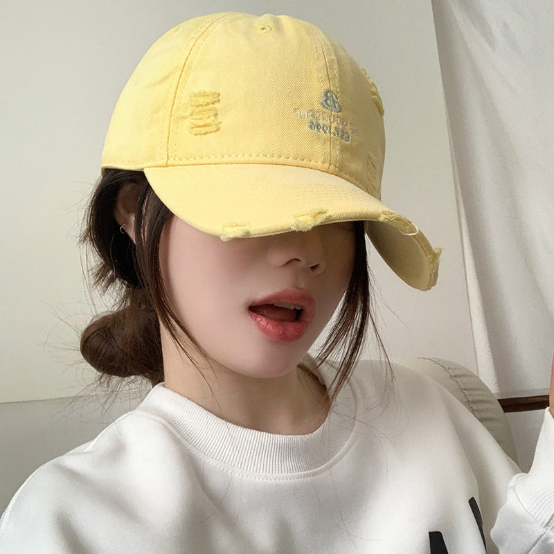 Women's Cotton Letter Embroidered Soft Top Baseball Cap