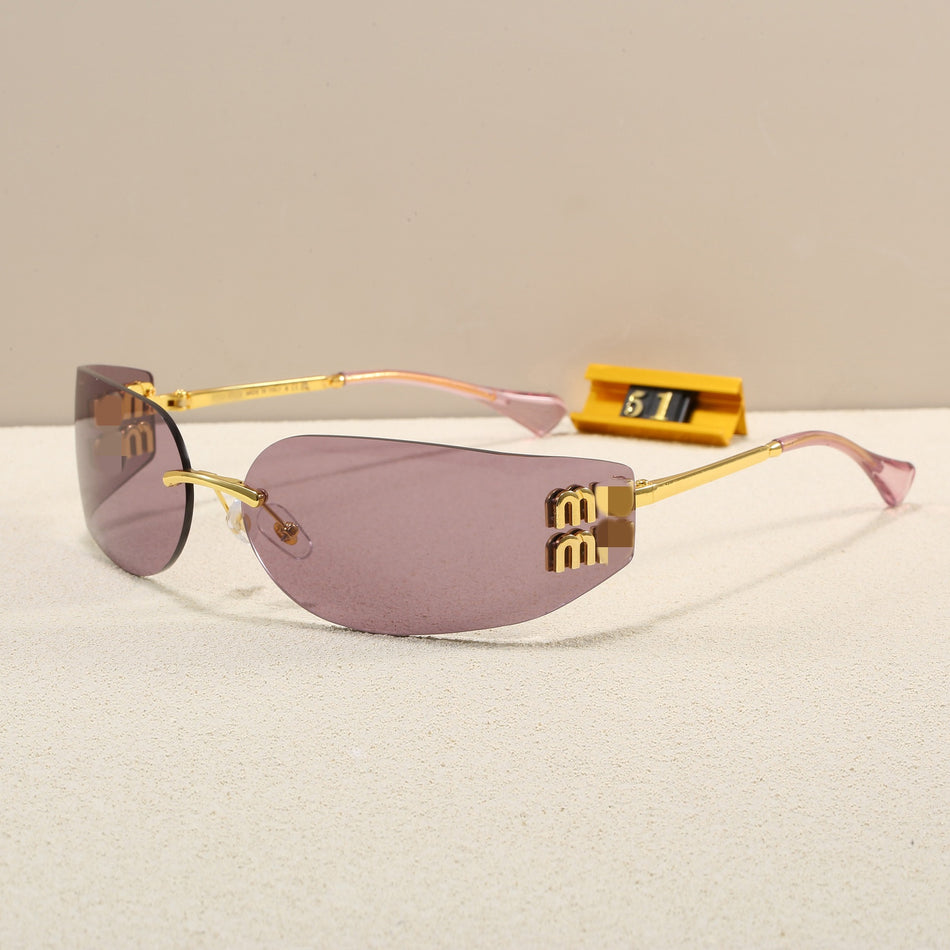 Women's Rimless Oval UV400 Fashion Sunglasses
