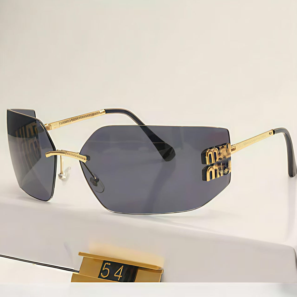 Rimless Square Sunglasses for Women with UV400 Protection