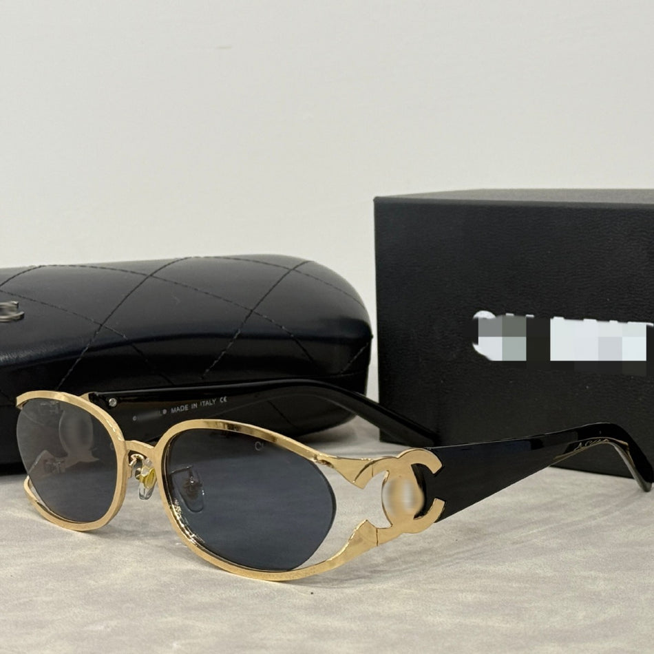Luxury Oval Metal Sunglasses with UV400 Protection