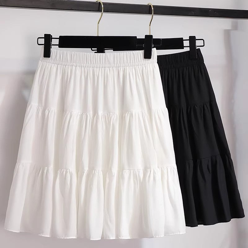 Women's High Waist White Pleated A-Line Cake Mini Skirt