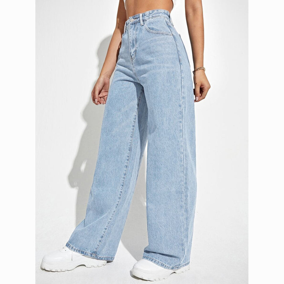 Women's High Waist Slim Straight Denim Jeans