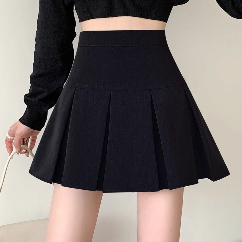 High-Waisted Pleated A-Line Mini Skirt for Women