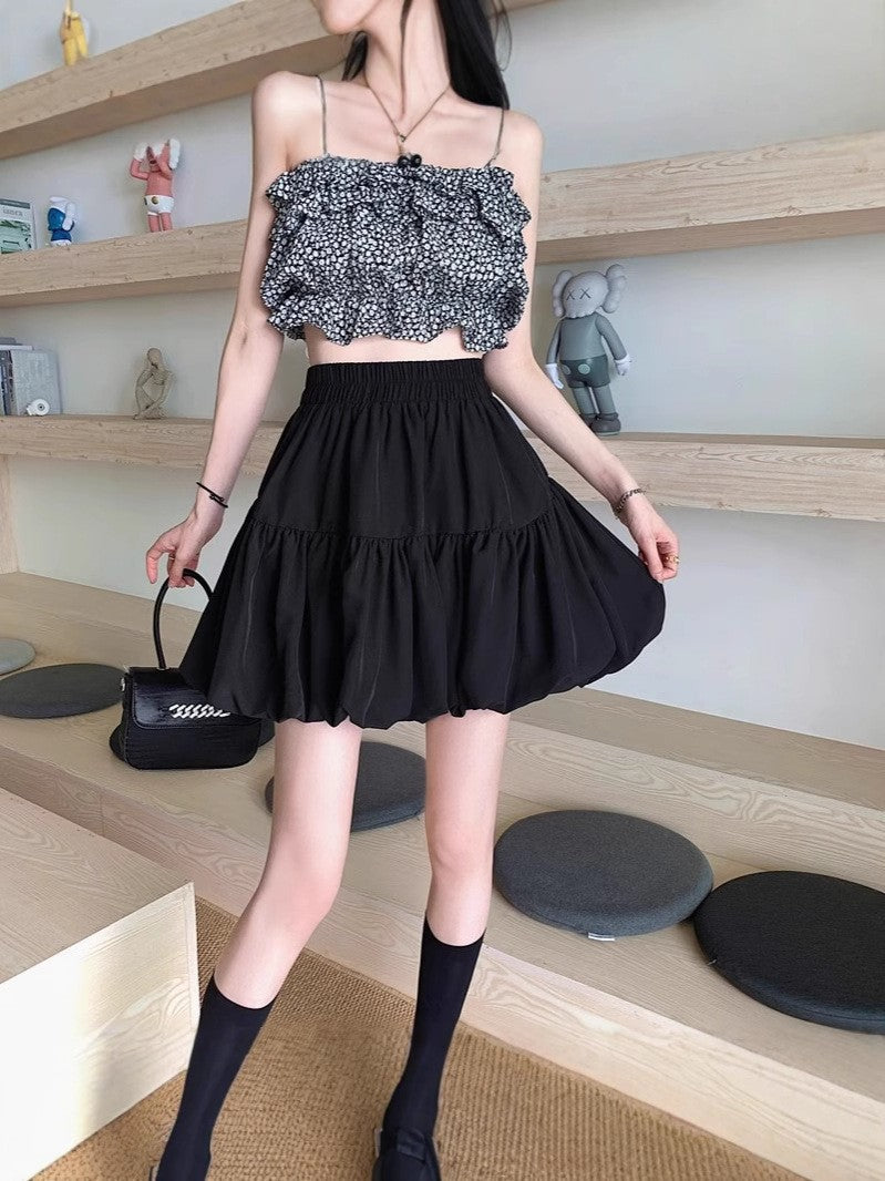 High-Waisted Pleated A-Line Skirt for Women with Lining