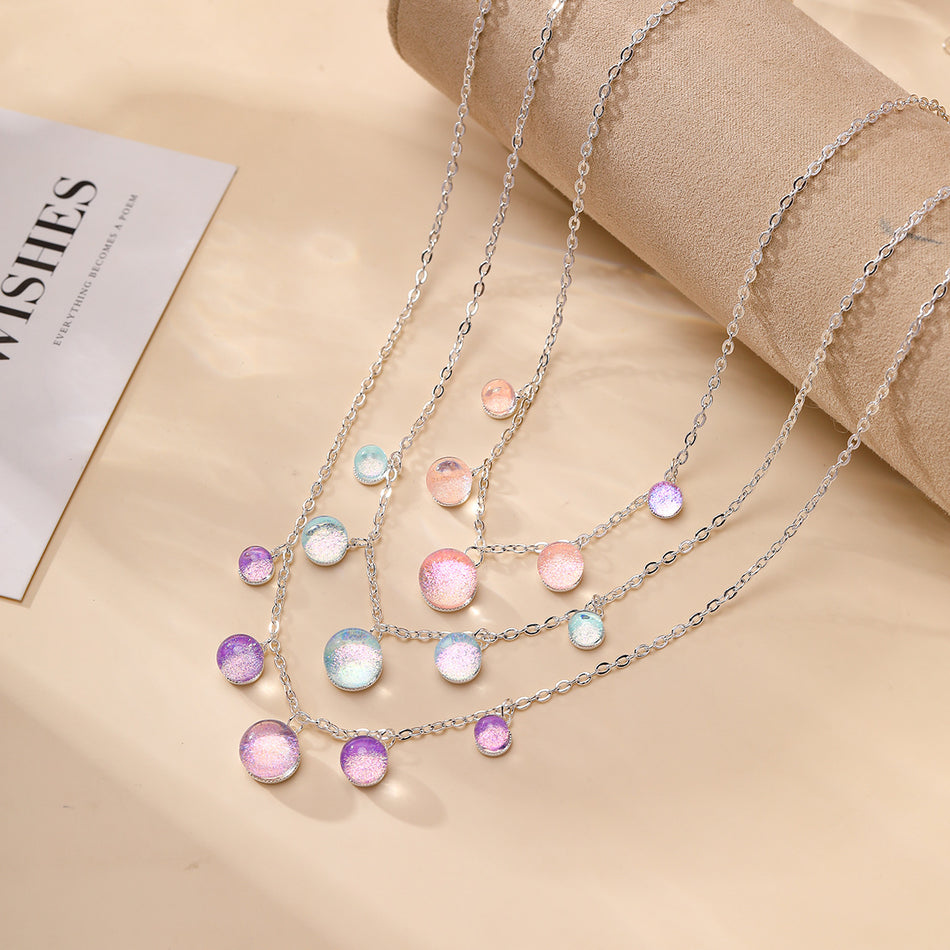 Starry Sky Beaded Tassel Necklace with Silver Plated Finish