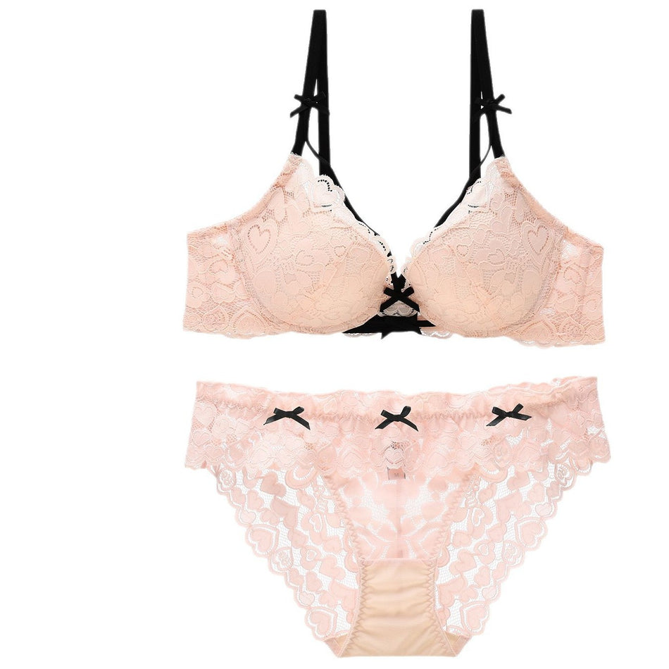 Lace Wire-Free Push-Up Bra Set for Women